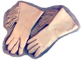 gauntlet gloves with fringed cuffs