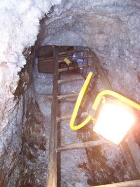 Permafrost visible in the ice cellar